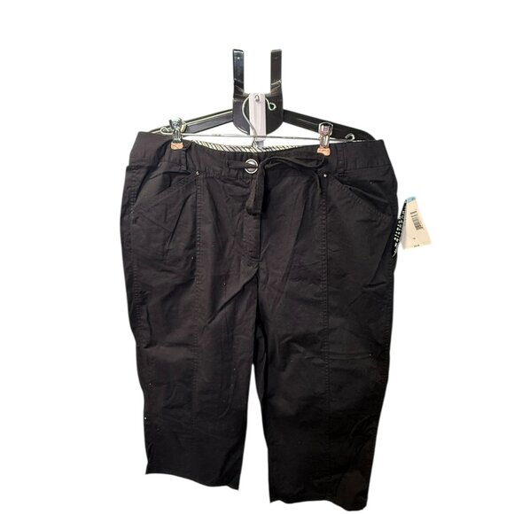 NWT Women's Laura Scott Stretch Waistband Crop Pants Size 14 - Black - Picture 1 of 9